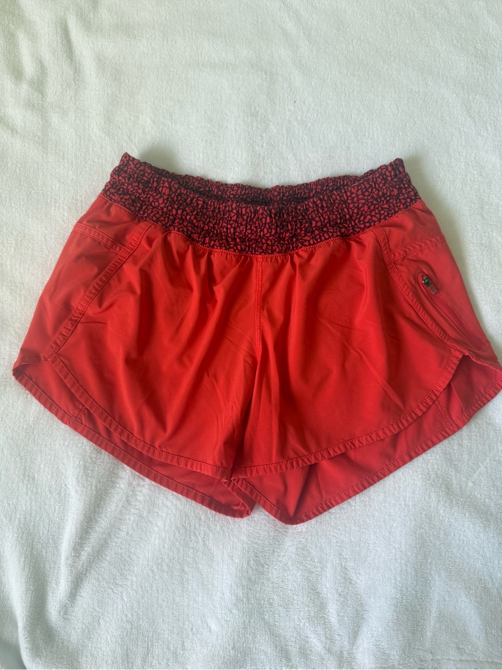 lululemon athletica Red Women's Athletic Shorts with Patterned Waistband